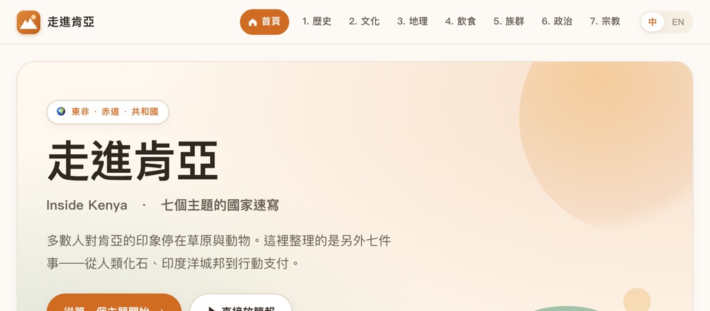 走進肯亞 網站畫面